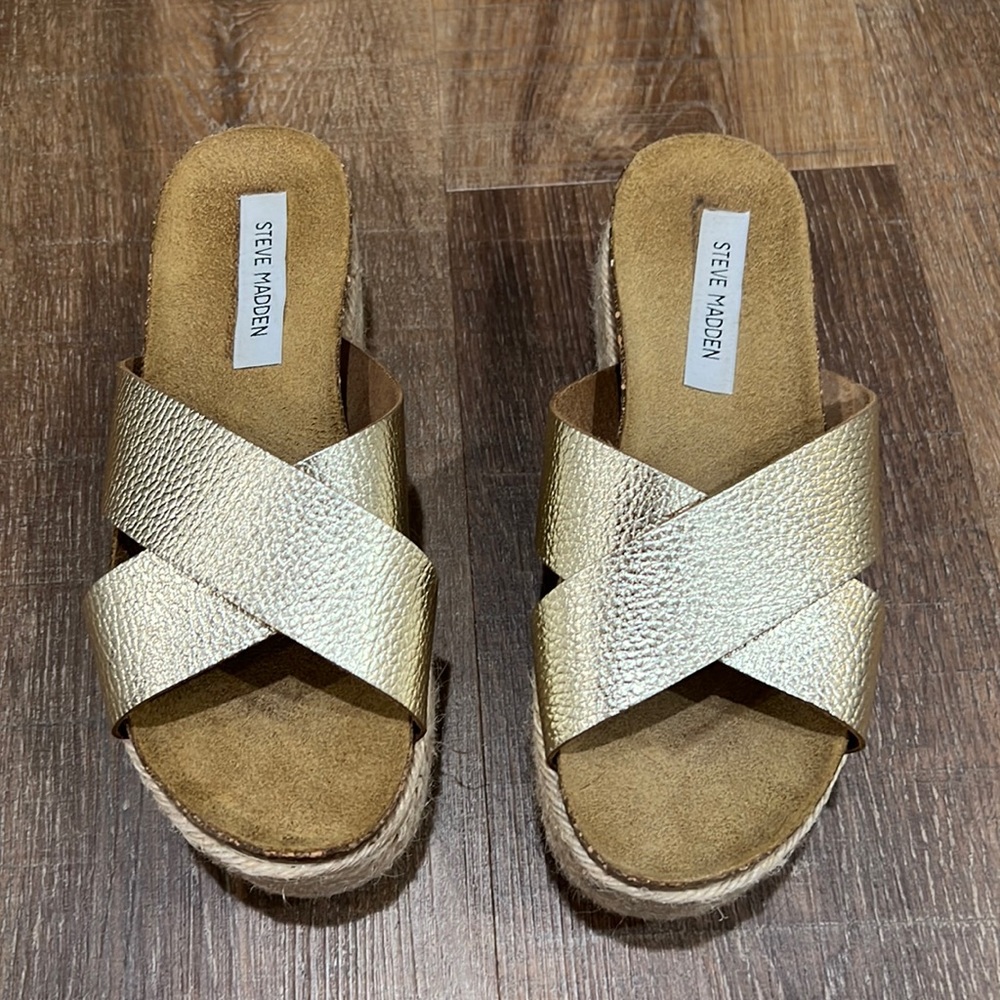 Gold Steve Madden platform sandals